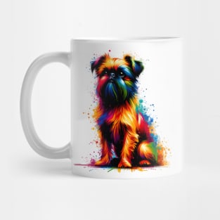 Vibrant Brussels Griffon in Abstract Splashed Paint Mug